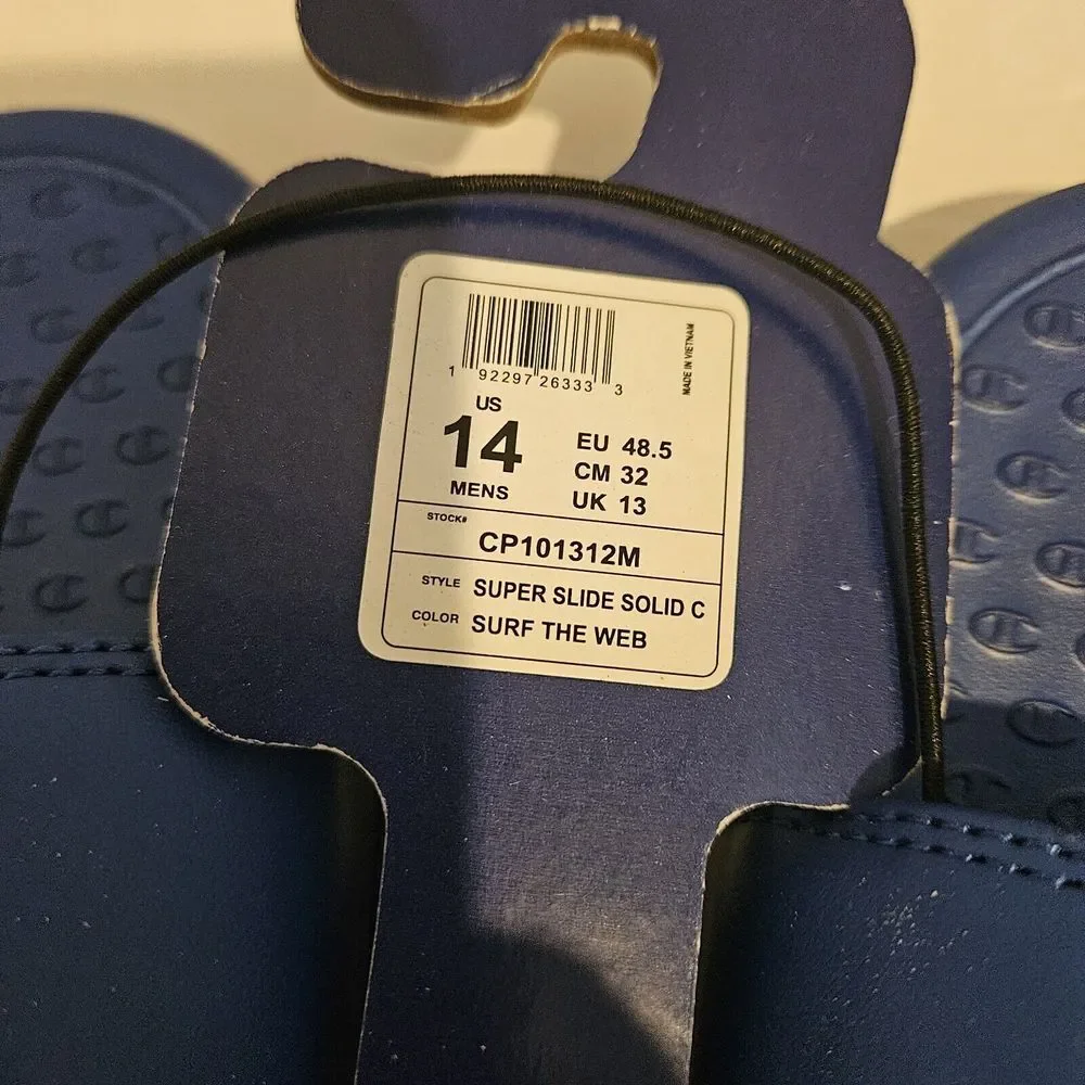 Champion Size 14 Men's Super Slide Sandals Blue Red Flats Nwt Flip Flops Sandals